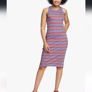 Like New! Adorable Eddie Bauer Striped Rib Knit Sleeveless Dress, Size L